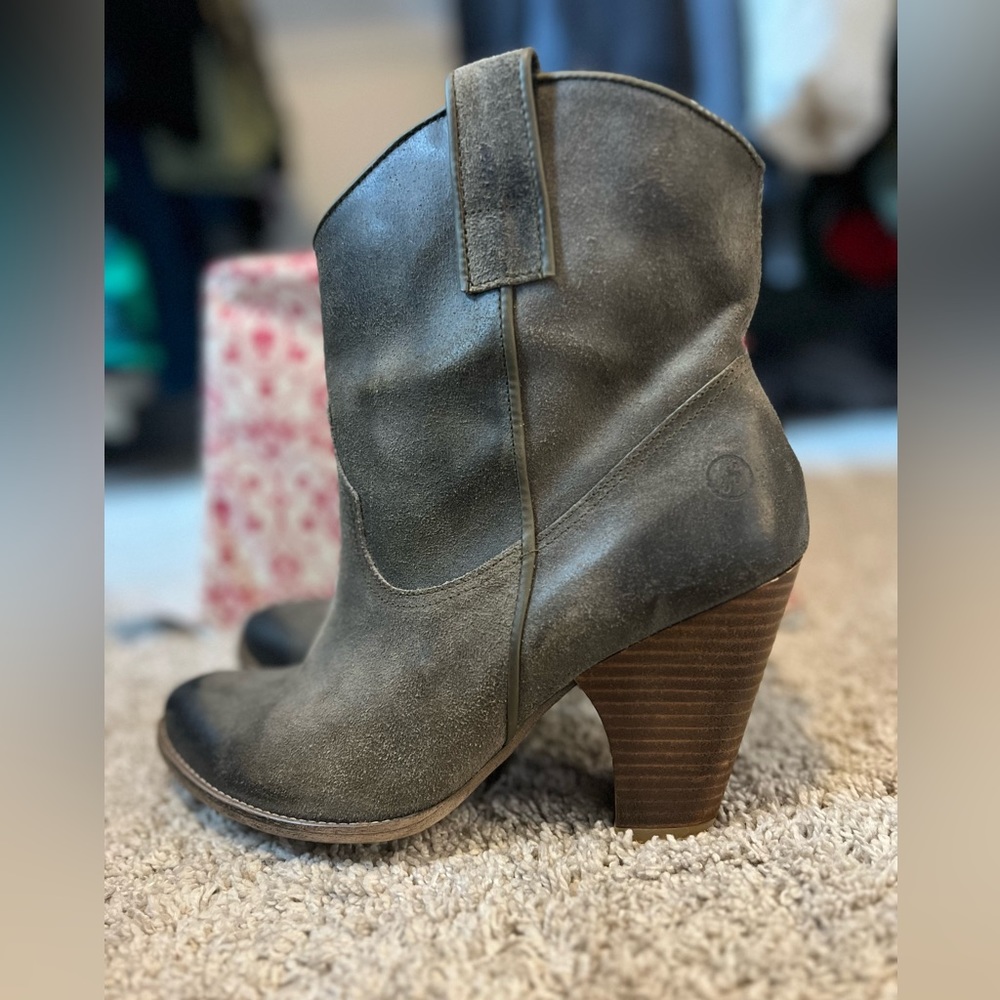 Bronx Distressed Suede and Leather Ankle Boots